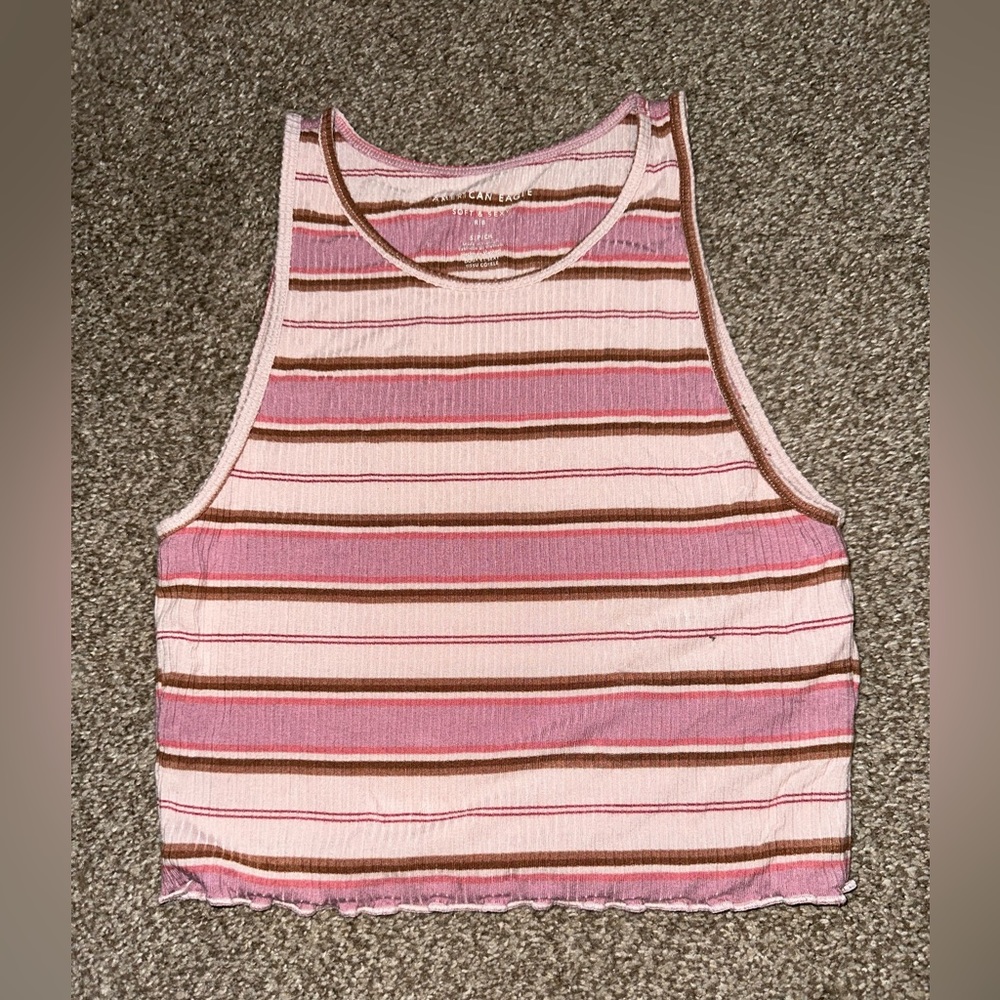 American Eagle tank top. Size small. Color pink and brown striped.